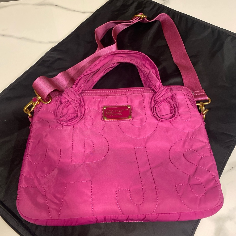 Marc by Marc Jacobs quilted nylon crossbody tote magenta